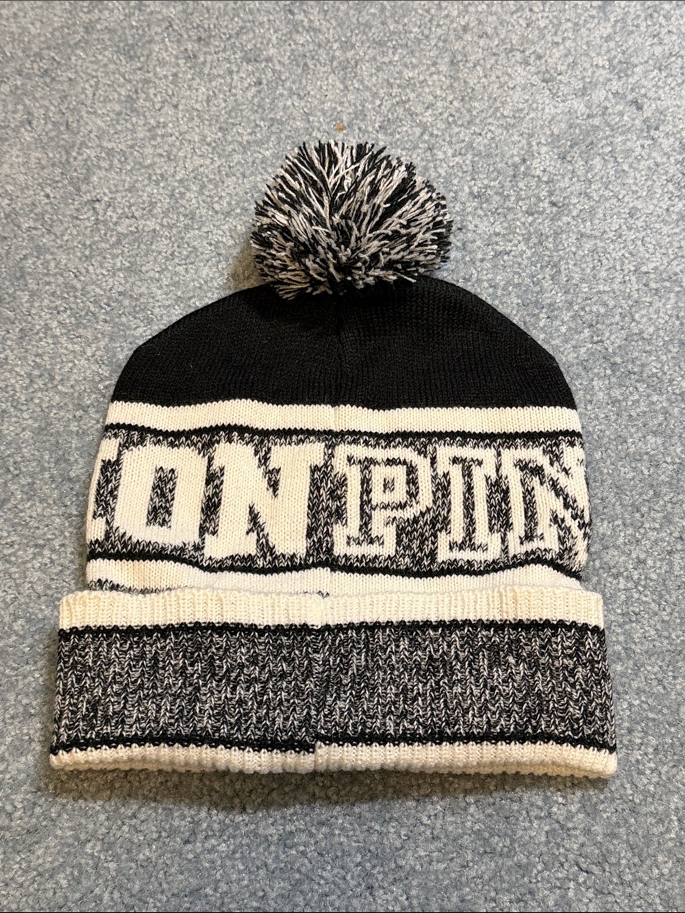PINK Victorias Secret Black and White Pom Beanie